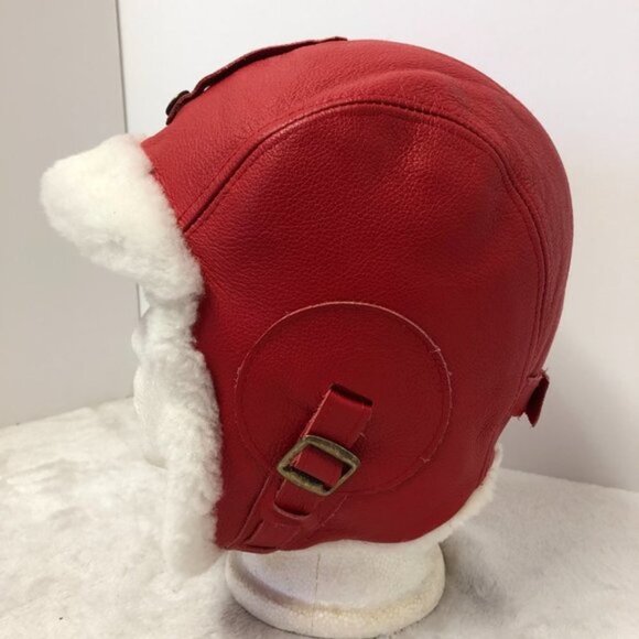 Fourrures Audet Red Aviator Flyers Winter Hat Unisex Size Small - Picture 2 of 9